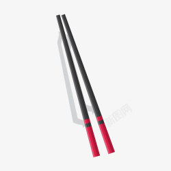 一双红黑色的筷子矢量图素材