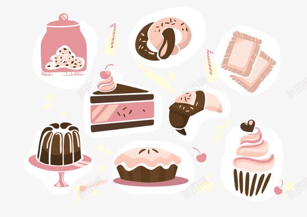 卡通手绘粉色蛋糕png免抠素材_新图网 https://ixintu.com 奶油 牛角面包 甜点 糕点 蛋糕