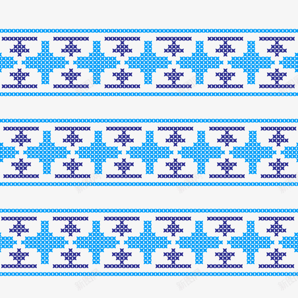 蓝色针织面料图案边框图案png免抠素材_新图网 https://ixintu.com 二方连续 古典花纹 民族 民族无缝花纹 民族服饰花纹 民族背景 背景底纹 花边底纹 蓝色矢量民族花纹 针织 面料