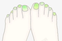 涂着绿色指甲油的双脚素材