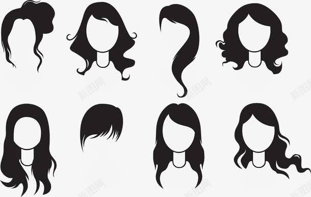 黑白女性头像发型png免抠素材_新图网 https://ixintu.com 可爱 头发丝 空白头像 美发 长发 黑白
