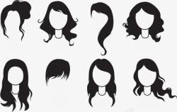 黑白女性头像发型素材