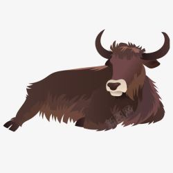藏民卡通卧着的牦牛插图矢量图高清图片