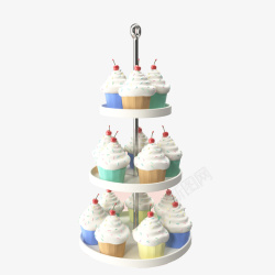多个蛋糕架三层白色蛋糕架高清图片
