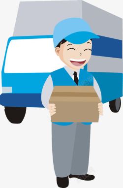 免费送货送货到家货车司机拿着箱子场景图高清图片