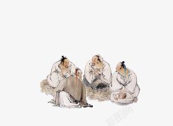 四位跪座而谈的古人高清图片