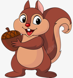 棕色小果子松鼠抱着一个橡树果高清图片