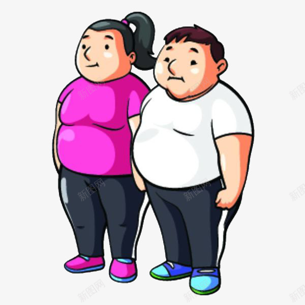 大肚腩的男孩女孩png免抠素材_新图网 https://ixintu.com 减肥者 卡通人物插图 大肚子 大肚腩 女孩 男孩 肥胖 胖子