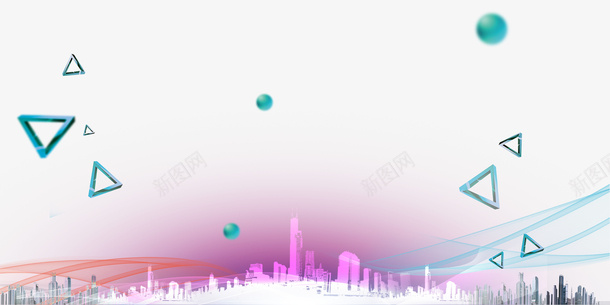 城市剪影集合光效元素png免抠素材_新图网 https://ixintu.com 元素 光效 几何元素 商务 城市 科技