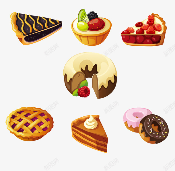 各色小糕点图案png免抠素材_新图网 https://ixintu.com 奶油 插画 水果 糕点 美食 面包圈