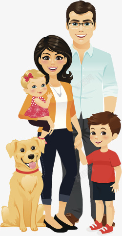 合影照一家人与小狗的合影高清图片