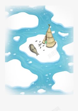 鱼虾海报河面的冰高清图片