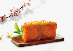 梅花花朵韩食装饰棕色盘子里的月饼高清图片