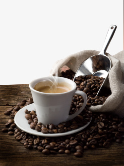 咖啡豆和咖啡实物图素材