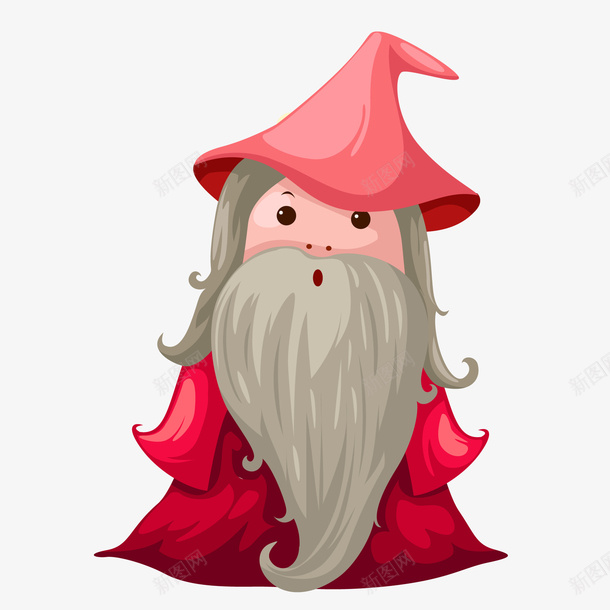 卡通魔法师人物矢量图ai免抠素材_新图网 https://ixintu.com 人物设计 卡通 红色帽子 老爷爷 魔法师 矢量图
