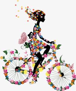 度假出行时尚鲜花骑单车美女高清图片