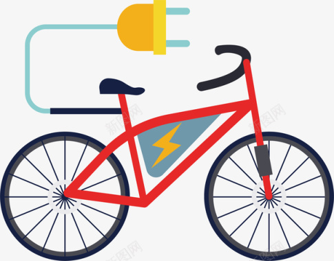 新能源电动自行车图标矢量图图标