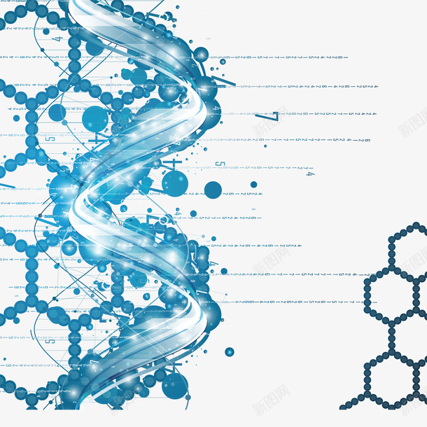 蓝色基因组分子结构矢量图ai免抠素材_新图网 https://ixintu.com 分子结构 化学 物理 物理元素 背景 蓝色背景 计算机编码 矢量图