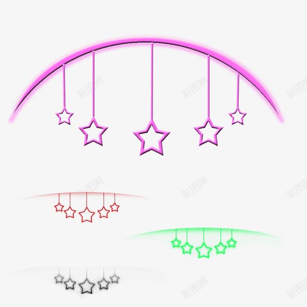 悬挂的星辰图标png_新图网 https://ixintu.com png图形 png装饰 五角星 彩色 星辰 装饰