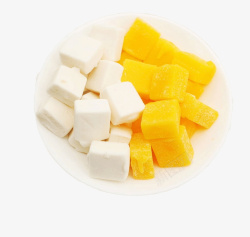 黄色芒果冰激凌球椰丝球椰子糕海南特产下午茶零食高清图片