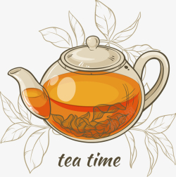 玻璃小茶壶茶叶和玻璃茶壶矢量图高清图片