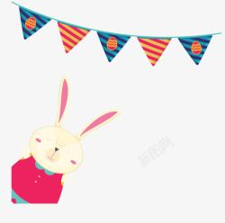 复活节派对彩旗兔子矢量图素材