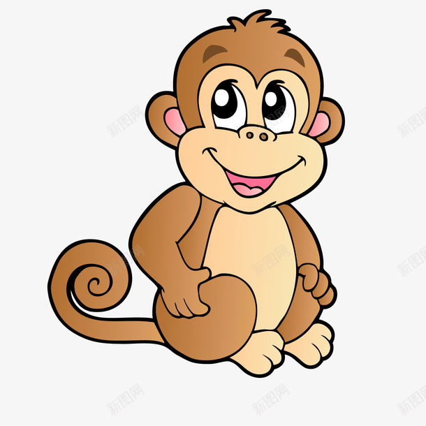 卡通可爱的小猴子矢量图ai免抠素材_新图网 https://ixintu.com 动物设计 卡通 可爱 大眼猴 大眼睛 小猴子 手绘 水彩 矢量图 美猴