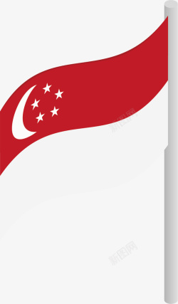 白色旗杆新加坡国旗高清图片