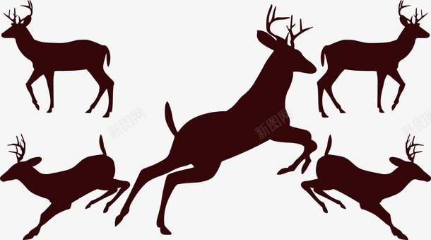 简约多种动作的小鹿剪影png免抠素材_新图网 https://ixintu.com 剪影 动物 小鹿 小鹿剪影 简约 连续动作 鹿 黑白的鹿