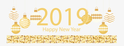 2019横幅金色挂饰小球新年横幅矢量图高清图片
