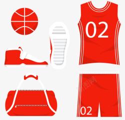 红色篮球鞋手绘篮球相关元素高清图片