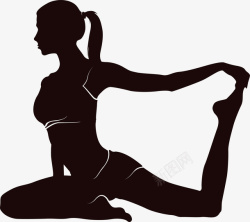 练习瑜伽跳舞的女孩黑色剪影图标高清图片