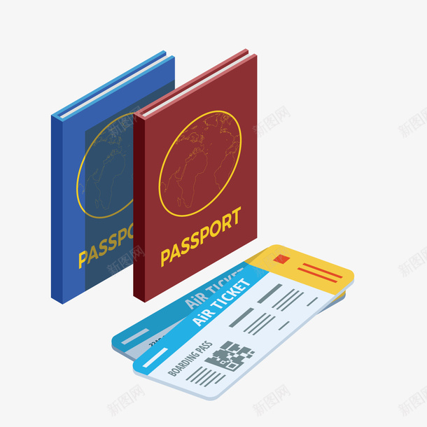 卡通飞机票与护照矢量图ai免抠素材_新图网 https://ixintu.com 卡通 外出旅行 护照 本子 背景装饰 飞机票 矢量图