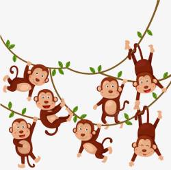 一群猴子一群猴子透明底背景高清图片