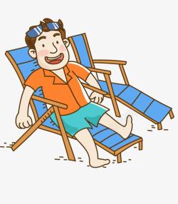 手绘沙滩冲浪的男人坐在椅子上的男孩高清图片