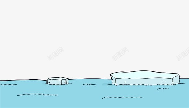 蓝色手绘海面浮冰png免抠素材_新图网 https://ixintu.com 冰山 冰山一角 大海 手绘 浮冰 海面 蓝色