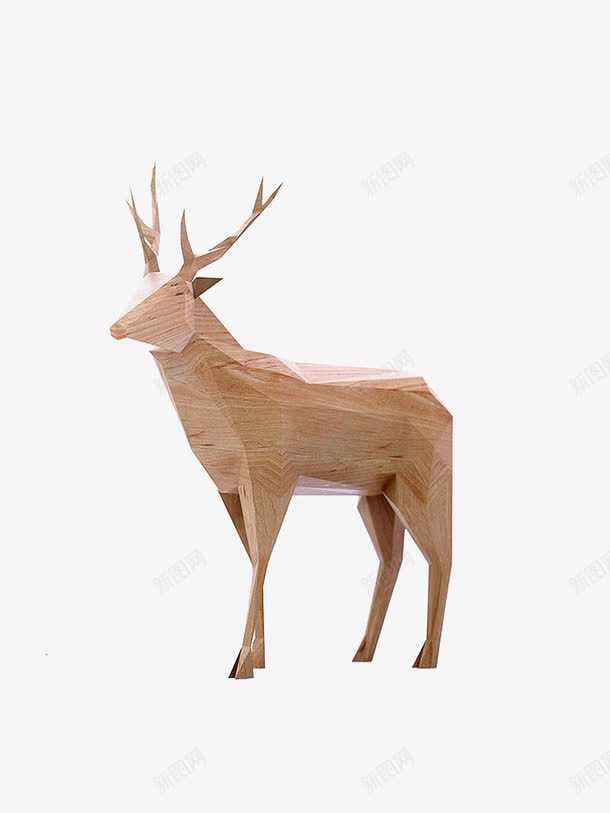 木刻的鹿png免抠素材_新图网 https://ixintu.com 创意 创意木制品 动物木雕 木雕 纹路 美丽的鹿 艺术 鹿角