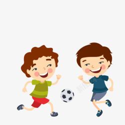 卡通矢量运动项目踢足球的男孩组合高清图片