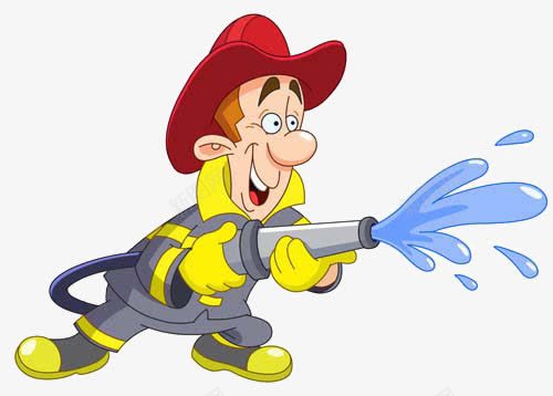 卡通消防员png免抠素材_新图网 https://ixintu.com 卡通消防员救援 水灭火消防队员水带灭火器卡通人物