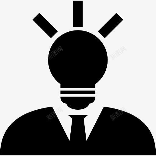 创意人的灯泡头图标png_新图网 https://ixintu.com 业务 人 创意 创新 思想 思路 灯泡