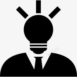 创意思路创意人的灯泡头图标高清图片
