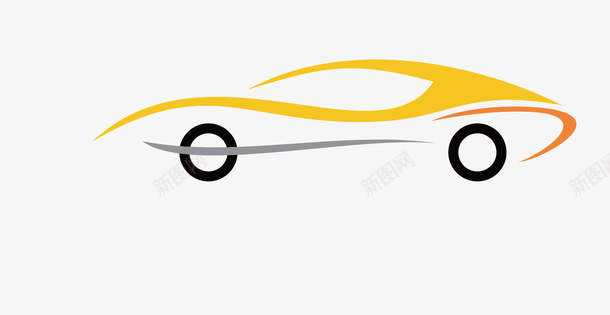 卡通简洁扁平化汽车曲线矢量图图标图标