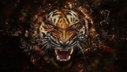 咆哮的大猩猩咆哮的虎头海报背景高清图片