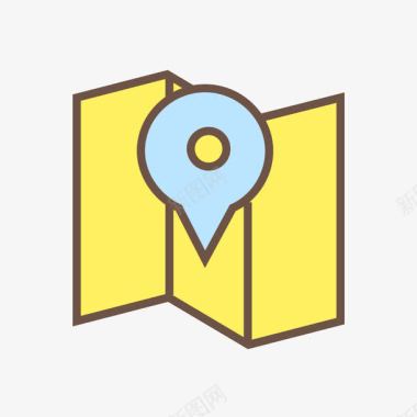 黄色手绘地址元素图标图标