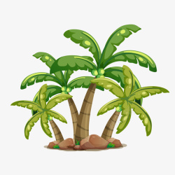 手绘植物绿色椰子树矢量图素材