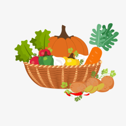 蔬菜果篮卡通蔬菜水果篮子高清图片