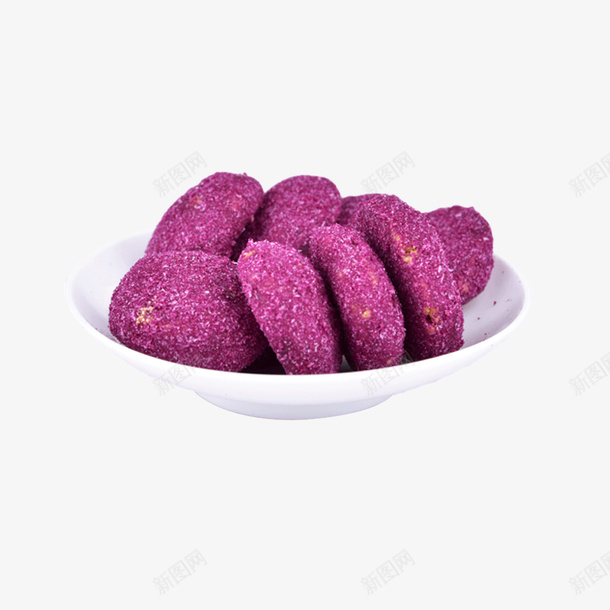 一碟好看的紫薯零食png免抠素材_新图网 https://ixintu.com 特产 特色小吃 特色零食 紫薯加工 紫薯领书 紫薯饼 食物设计