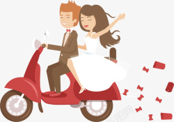 骑车高兴结婚喝彩的人素材