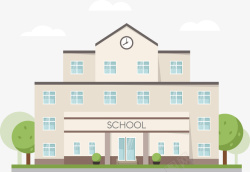 学校房子白色的建筑物矢量图高清图片