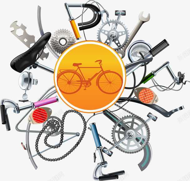 自行车配件标志png免抠素材_新图网 https://ixintu.com 修理 单车组装 自行车 自行车护理 装饰图案 配件